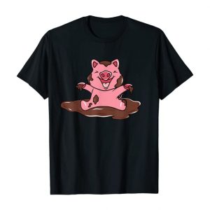 Camiseta negra con cerdo en el barro