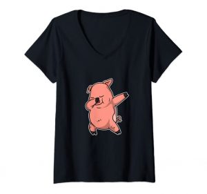 Camiseta negra de cerdo haciendo dab