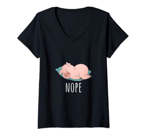 Camiseta negra de cerdo durmiendo