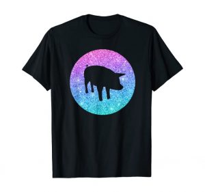 Camiseta con silueta de cerdo color negro
