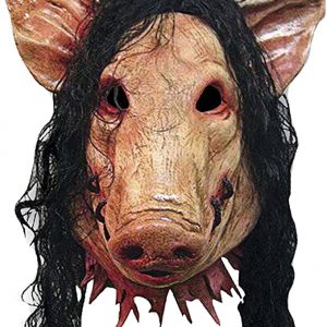 Máscara de cerdo de látex con cabellos
