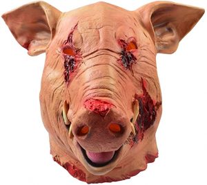 Máscara de cerdo con sangre de látex