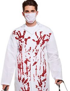 Disfraz de medico blanco con sangre