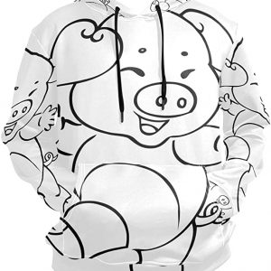 Sudadera blanca con dibujo de cerdo feliz