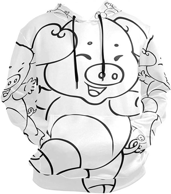 Sudadera blanca con dibujo de cerdo feliz